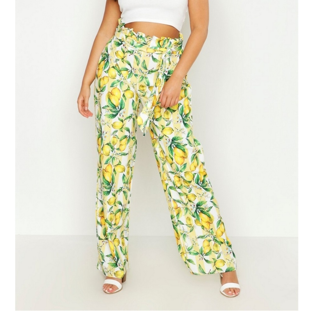 Plus Lemon Printed Trousers